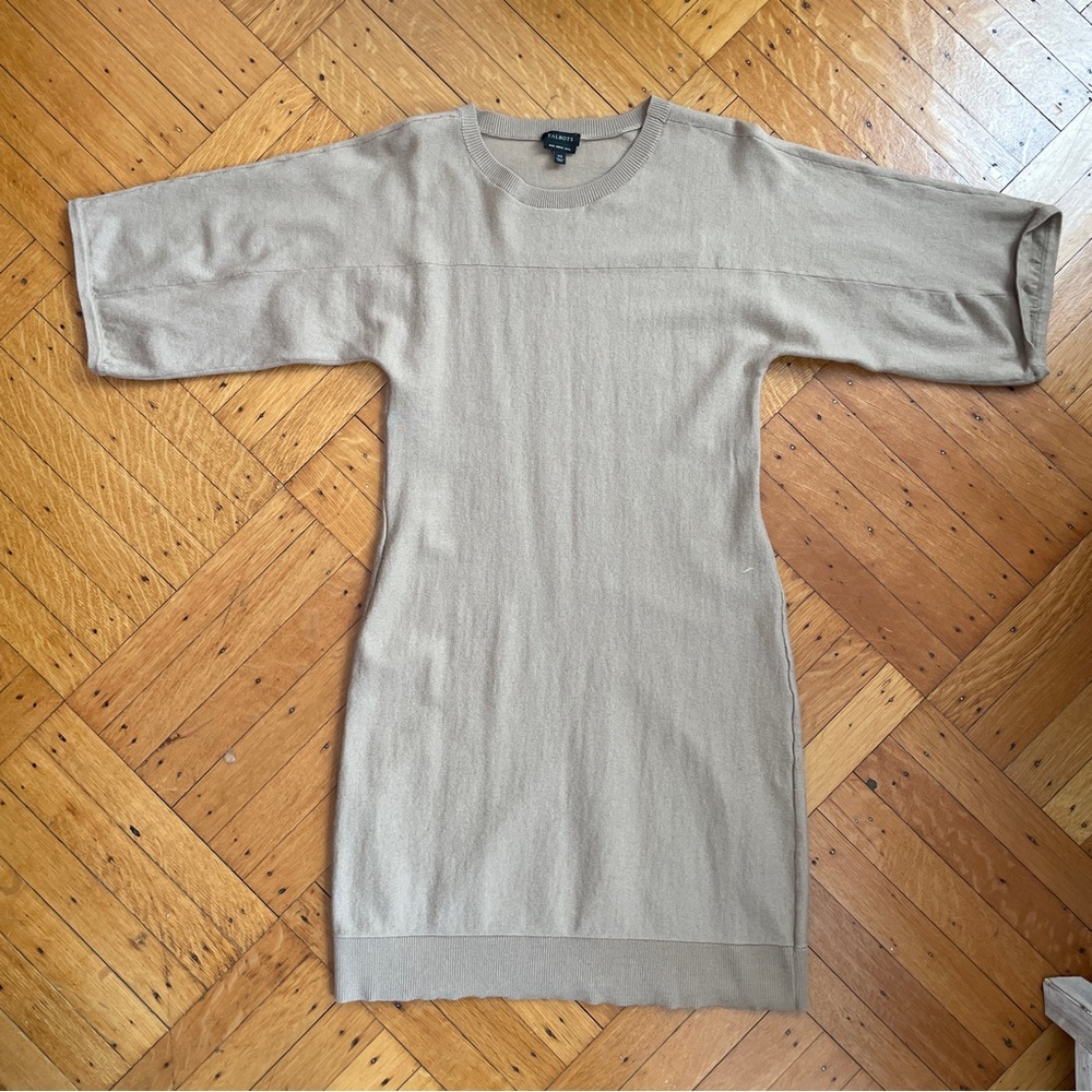 Talbots Merino Wool Tan Camel Sweater Dress